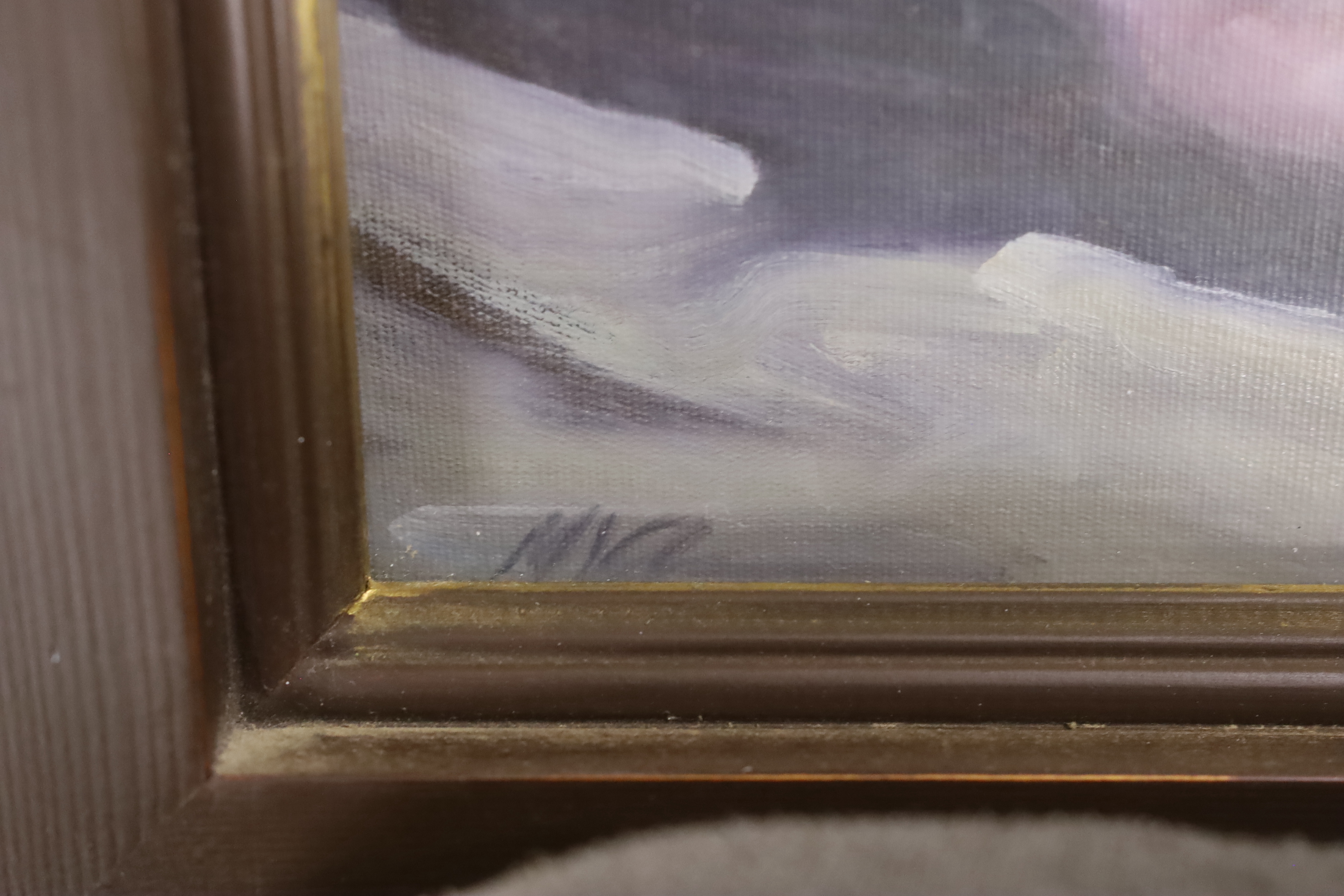 M.J.C.L, oil on board, Study of a sleeping pig, initialled, 35cm x 22cm